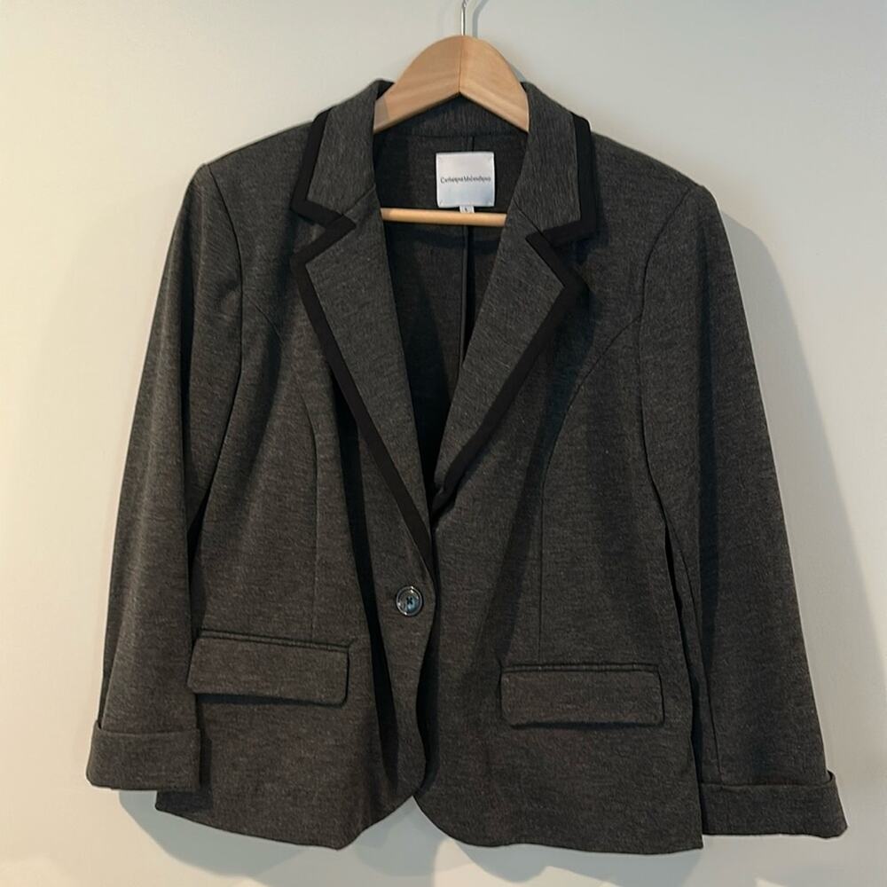 Catherine Malandrino Large Charcoal Gray 3/4 Length Sleeve Blazer Jacket